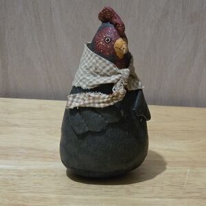 Rustic Black Rooster Figurine